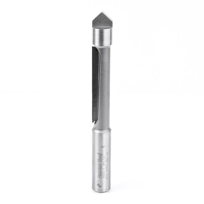 Amana Tool 45511 Carbide Tipped Panel Pilot Concave Grind 1/2 Dia x 2 Inch x 1/2 Shank Single Flute