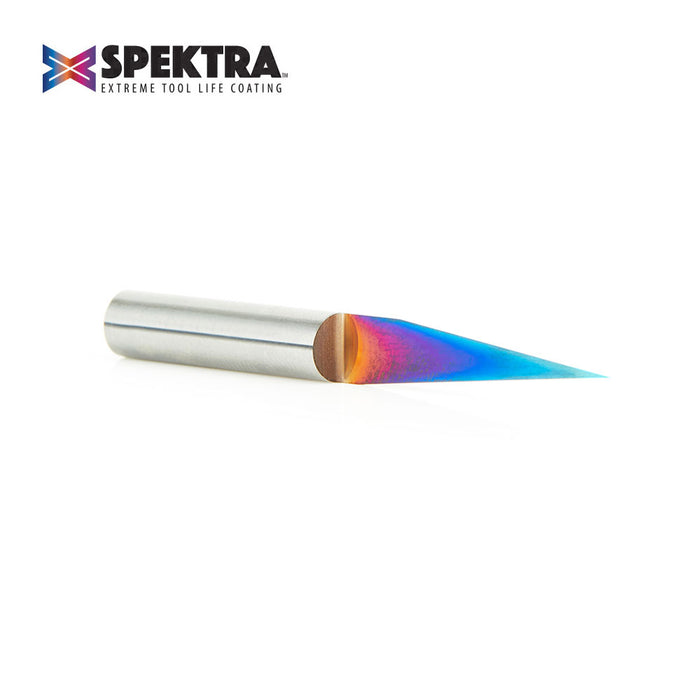 45611-K Solid Carbide 15 Degree Engraving 0.005 Tip Width x 1/4 Inch Shank Signmaking Spektra™ Extreme Tool Life Coated Router Bit