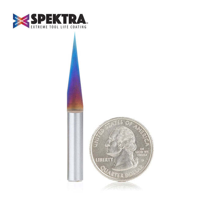 45611-K Solid Carbide 15 Degree Engraving 0.005 Tip Width x 1/4 Inch Shank Signmaking Spektra™ Extreme Tool Life Coated Router Bit