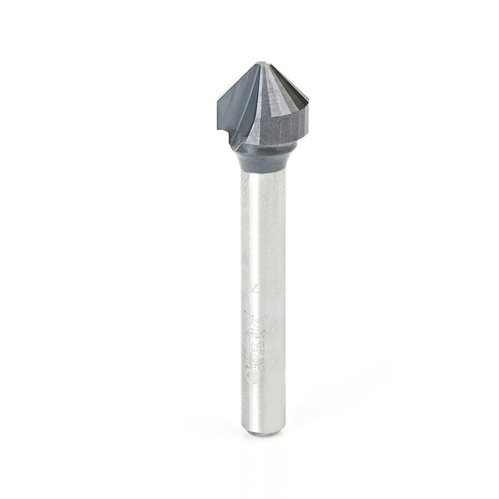 45762 Carbide V-Groove 90 Deg. Folding for Composite Material Panels Like SCM & TCM  0.090 Inch Tip Width x 13/64 x 1/2 Dia. x 1/4 Inch Shank AlTiN Coated Router Bit