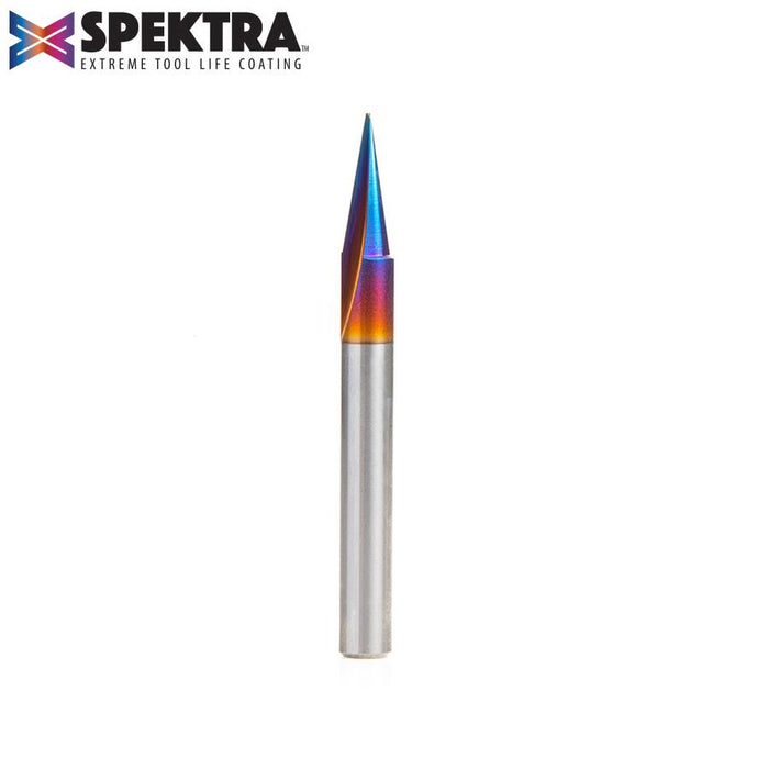 45783-K Solid Carbide Carving Liner 18 Deg x 1/4 Dia x 5/8 x 1/4 Inch Shank x 1-Flute Spektra™ Extreme Tool Life Coated Router Bit