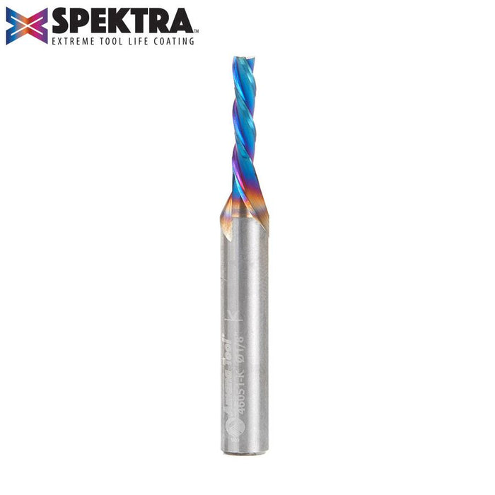 46051-K Solid Carbide Spektra™ Extreme Tool Life Coated Spiral Plunge 1/8 Dia x 1/2 x 1/4 Inch Shank Down-Cut ,3-Flute