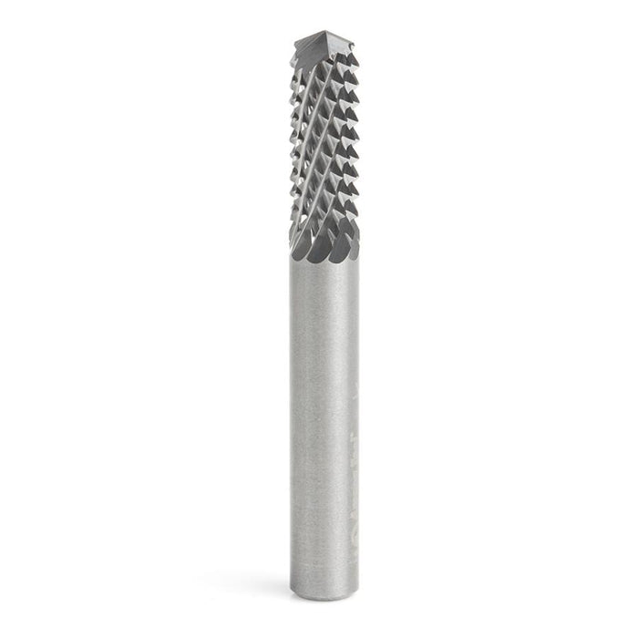 46098 Solid Carbide Medium Burr with 135 Degree Drill Point Fiberglass and Composite Cutting 1/4 Dia x 3/4 x 1/4 Shank Router Bit
