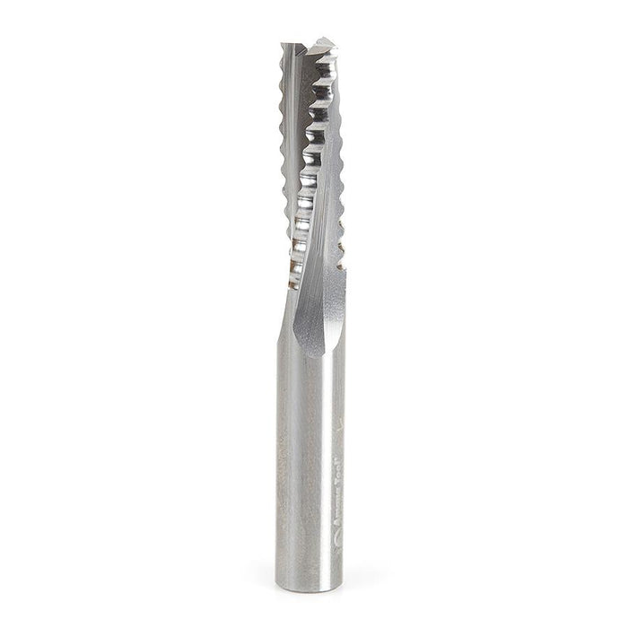 46129 CNC Solid Carbide Roughing Spiral 3 Flute Chipbreaker 3/8 Dia x 1-1/4 x 3/8 Inch Shank Up-Cut Router Bit