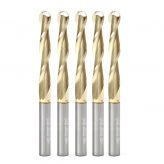46294-5, 5-Pack CNC 2D and 3D Carving 0.10 Deg Straight Angle Ball Tip 1/4 Dia x 1/8 Radius x 1-1/2 x 1/4 Shank x 3 Inch Long x 2 Flute Solid Carbide ZrN Coated Router Bit
