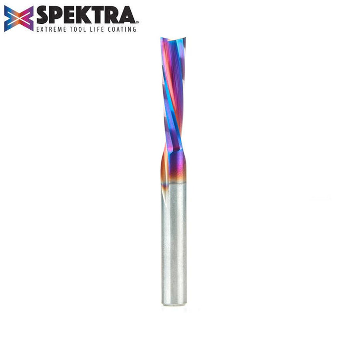 46348-K Solid Carbide Spektra™ Extreme Tool Life Coated Spiral Plunge for Solid Wood 1/4 Dia x 1 x 1/4 Inch Shank Down-Cut