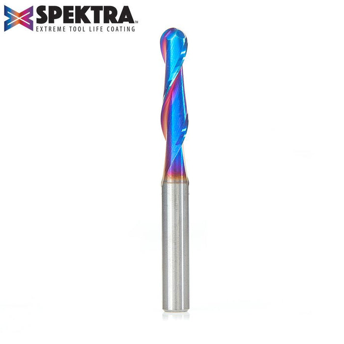 46376-K Solid Carbide Spektra™ Extreme Tool Life Coated Up-Cut Ball Nose Spiral 1/4 Dia x 1 Inch x 1/4 Shank Router Bit