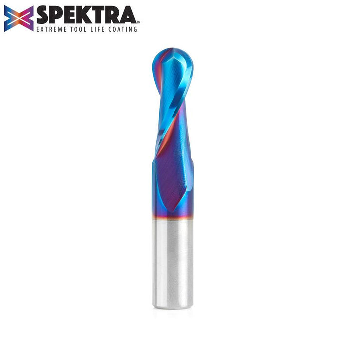 46380-K Solid Carbide Spektra™ Extreme Tool Life Coated Up-Cut Ball Nose Spiral 1/2 Dia x 1-1/4 Inch x 1/2 Shank Router Bit