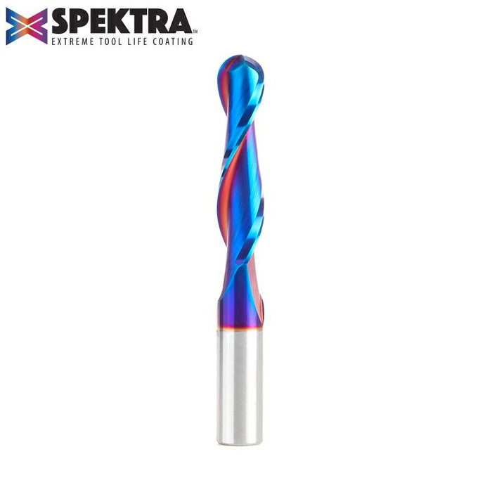 46384-K Solid Carbide Spektra™ Extreme Tool Life Coated Up-Cut Ball Nose Spiral 1/2 Dia x 2-1/8 Inch x 1/2 Shank Router Bit