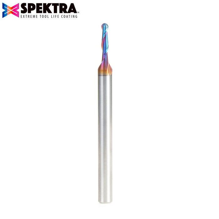 46385-K Solid Carbide Spektra™ Extreme Tool Life Coated Up-Cut Ball Nose Spiral 1/8 Dia x 1/2 Inch x 1/4 Shank Router Bit