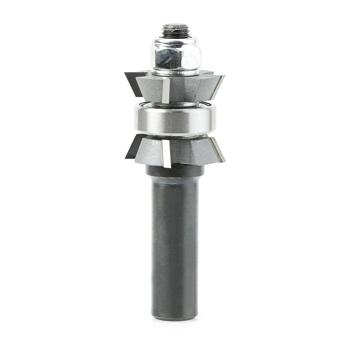 47416 Carbide Tipped Double Bevel Trim Cutter Assembly 25 Deg x 1-1/16 Dia x 1/4 x 1/2 Inch Shank with Center Ball Bearing
