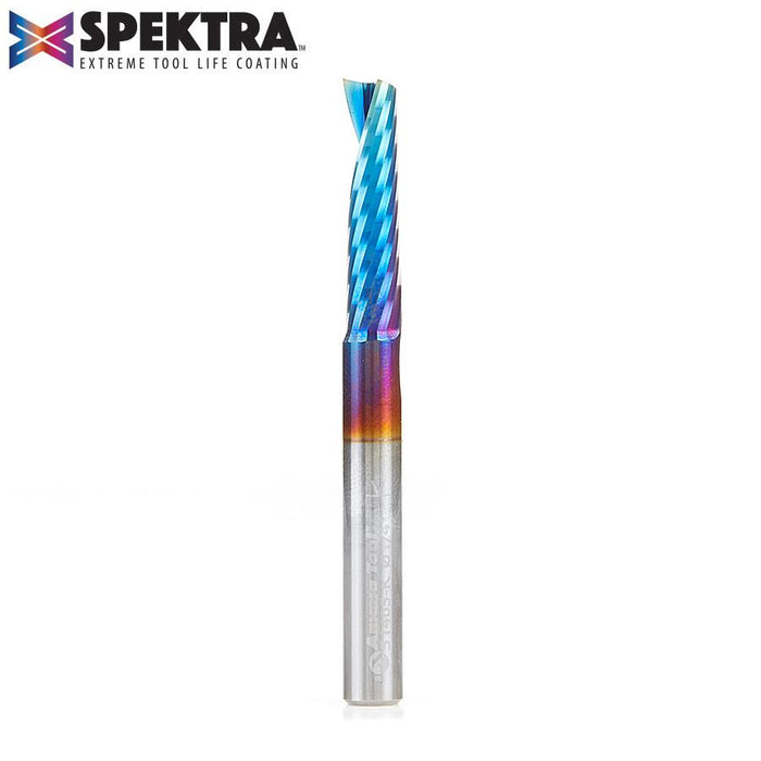 51405-K Solid Carbide CNC Spektra™ Extreme Tool Life Coated Spiral 'O' Flute, Plastic Cutting 1/4 Dia x 1 x 1/4 Inch Shank Up-Cut Router Bit