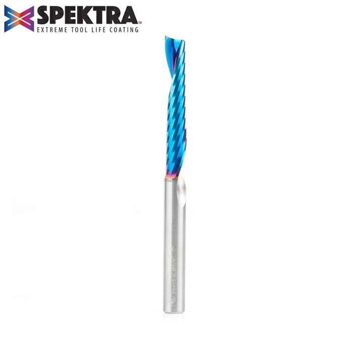 51413-K Solid Carbide CNC Spektra™ Extreme Tool Life Coated Spiral 'O' Flute, Plastic Cutting 1/4 Dia x 1-1/2 x 1/4 Inch Shank Up-Cut Router Bit