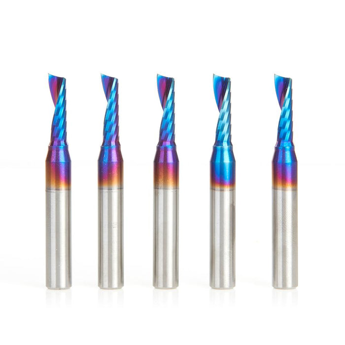 51417-K-5 5 Pack Solid Carbide CNC Spektra™ Extreme Tool Life Coated Spiral 'O' Single Flute, Plastic Cutting 3/16 Dia x 5/8 x 1/4 Shank x 2 Inch Long Up-Cut Router Bit