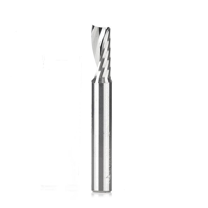 51419 Solid Carbide CNC Spiral 'O' Single Flute, Plastic Cutting 1/4 Dia x 5/8 x 1/4 Shank x 2 Inch Long Up-Cut Router Bit