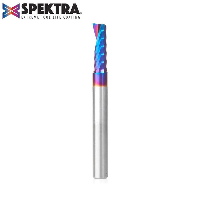 51421-K Solid Carbide CNC Spektra™ Extreme Tool Life Coated Spiral 'O' Flute, Plastic Cutting 1/4 Dia x 3/4 x 1/4 Inch Shank Up-Cut Router Bit