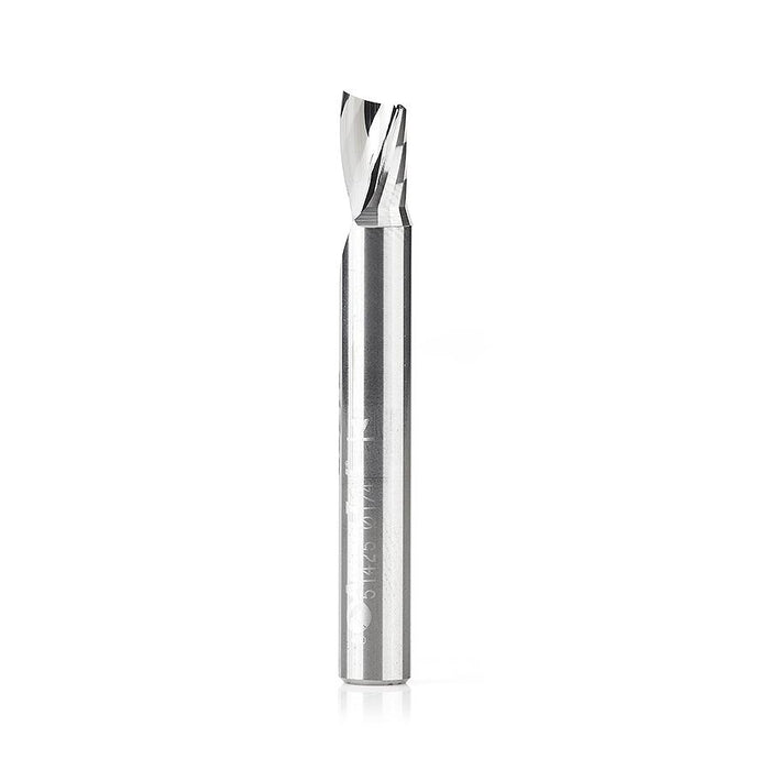 51425 Solid Carbide CNC Spiral 'O' Single Flute, Plastic Cutting 1/4 Dia x 3/8 x 1/4 Shank x 2 Inch Long Up-Cut