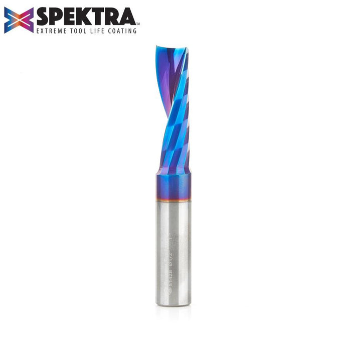 51428-K Solid Carbide CNC Spektra™ Extreme Tool Life Coated Spiral 'O' Flute, Plastic Cutting 1/2 Dia x 1-5/8 x 1/2 Inch Shank Up-Cut Router Bit