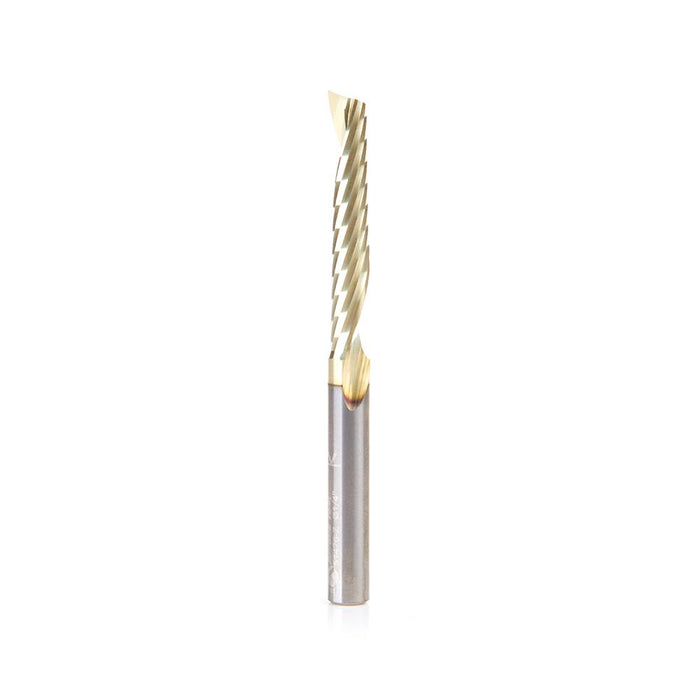 51476-Z Solid Carbide CNC Spiral 'O' Flute, Aluminum Cutting 1/4 Dia x 1-1/2 x 1/4 Shank Up-Cut ZrN Coated Router Bit