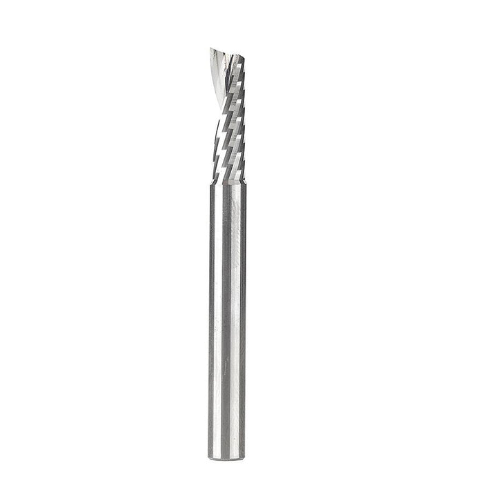 51495 Metric Solid Carbide CNC Spiral 'O' Single Flute, Plastic Cutting 6mm Dia x 20mm x 6mm Shank x 64mm Long Up-Cut Router Bit