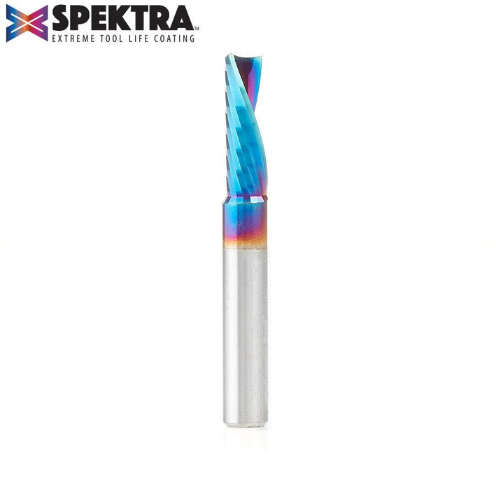 51504-K Solid Carbide CNC Spektra™ Extreme Tool Life Coated Spiral 'O' Flute, Plastic Cutting 1/4 Dia x 3/4 x 1/4 Inch Shank Down-Cut Router Bit