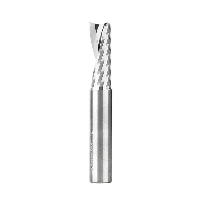 51644 Solid Carbide CNC Spiral 'O' Single Flute, Aluminum Cutting 1/2 Dia x 1-3/8 x 1/2 Shank x 3-1/2 Inch Long Up-Cut Router Bit