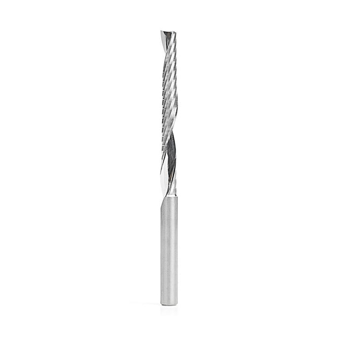 51646 Solid Carbide CNC Spiral 'O' Single Flute, Plastic Cutting 1/4 Dia x 2-1/4 x 1/4 Shank x 3-3/4 Inch Long Up-Cut Router Bit