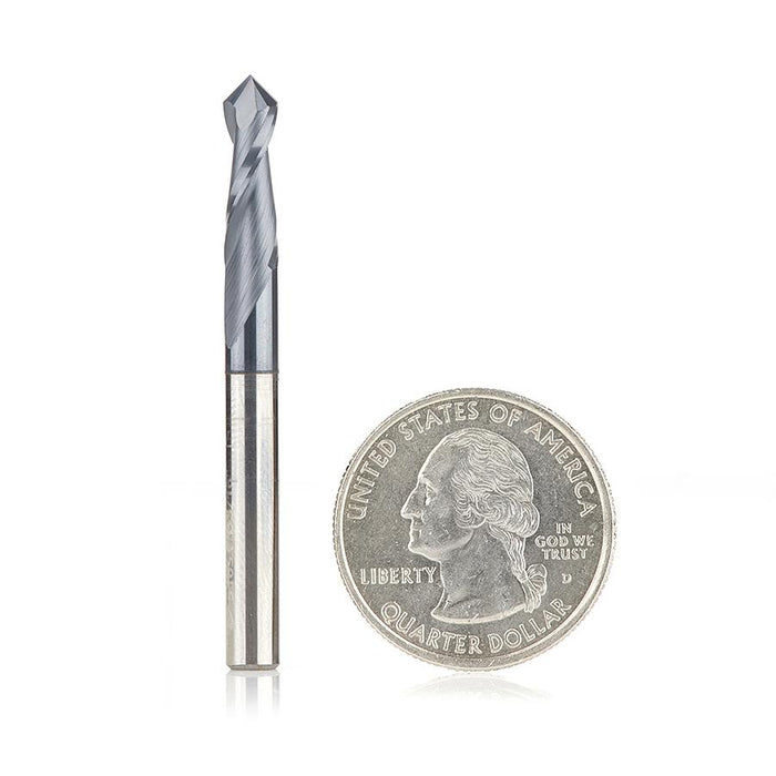 51651 High Performance CNC Solid Carbide 90 Degree 'V' Spiral Drills with AlTiN Coating 2-Flute x 3/16 Dia x 3/32 x 3/16 Shank x 2 Inch Long Up-Cut Router Bit/End Mill