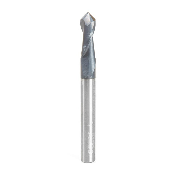 51652 High Performance CNC Solid Carbide 90 Degree 'V' Spiral Drills with AlTiN Coating 2-Flute x 1/4 Dia x 1/8 x 1/4 Shank x 2-1/2 Inch Long Up-Cut Router Bit/End Mill