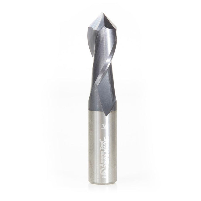 51655 High Performance CNC Solid Carbide 90 Degree 'V' Spiral Drills with AlTiN Coating 2-Flute x 7/16 Dia x 7/32 x 7/16 Shank x 2-1/2 Inch Long Up-Cut Router Bit/End Mill