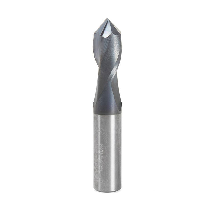 51656 High Performance CNC Solid Carbide 90 Degree 'V' Spiral Drills with AlTiN Coating 2-Flute x 1/2 Dia x 1/4 x 1/2 Shank x 3 Inch Long Up-Cut Router Bit/End Mill