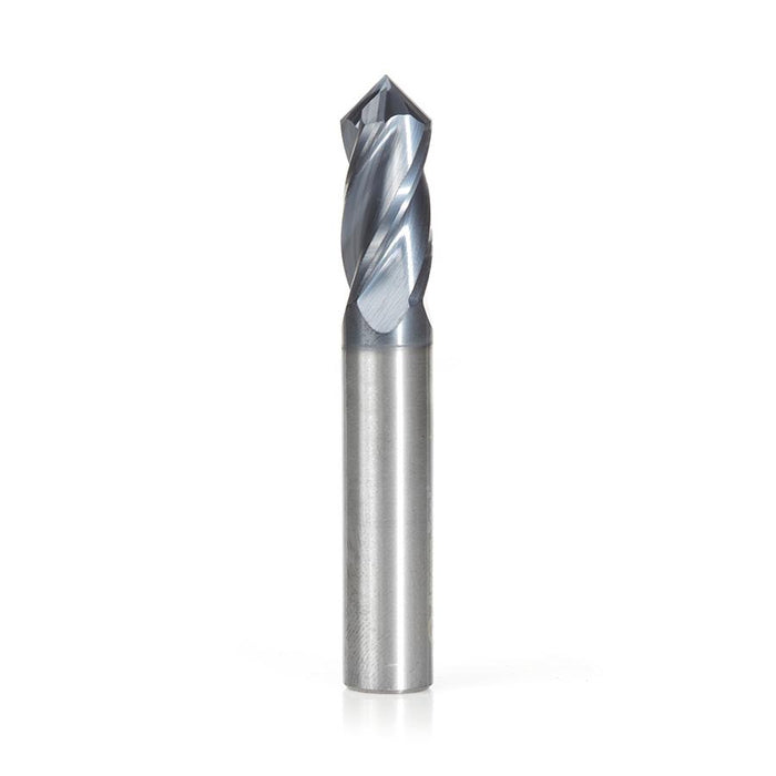51694 High Performance CNC Solid Carbide 90 Degree 'V' Spiral Drills with AlTiN Coating 4-Flute x 3/8 Dia x 3/16 x 3/8 Shank x 2-1/2 Inch Long Up-Cut Router Bit/End Mill