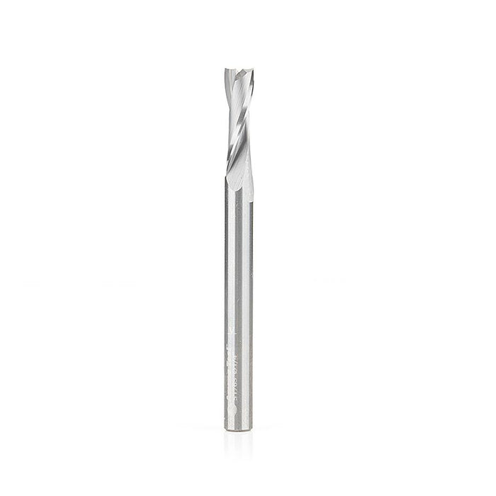 51765 Solid Carbide CNC Spiral Double 'O' Flute, Plastic Cutting 1/4 Dia x 7/8  x 1/4 Shank x 3 Inch Long Up-Cut Router Bit