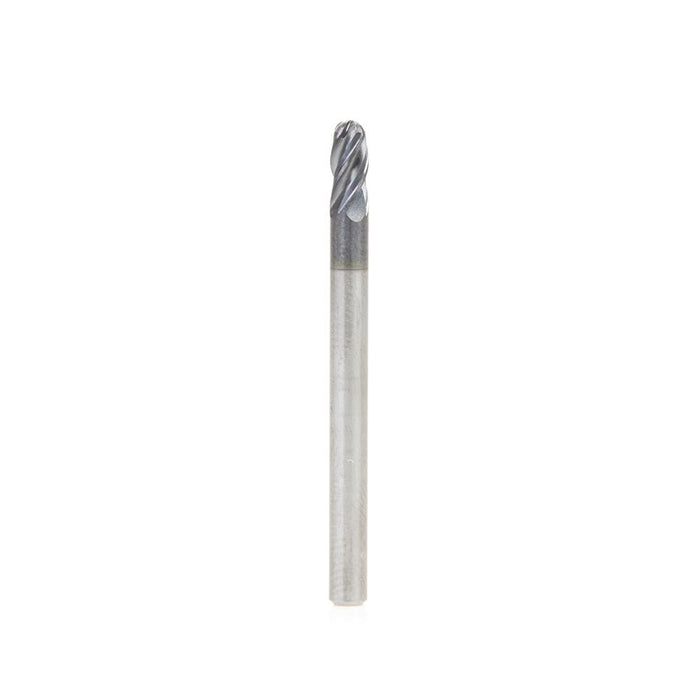 51790 High Performance Solid Carbide CNC Steel, Stainless Steel & Composite Cutting Variable Helix Spiral Ball Nose with AlTiN Coating 4-Flute x 1/8 Dia x 1/4 x 1/8 Shank x 1-1/2 Inch Long Up-Cut Router Bit/End Mill