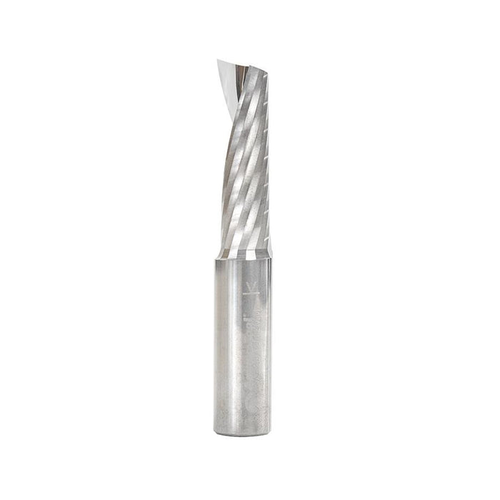 57329 Metric Solid Carbide CNC Spiral 'O' Single Flute, Plastic Cutting 12mm Dia x 38mm x 12mm Shank x 76mm Long Up-Cut Router Bit