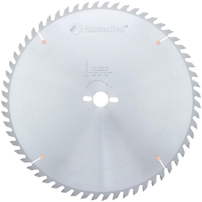 616600-30 Carbide Tipped General Purpose 16 Inch Dia x 60T ATB, 15 Deg, 30mm Bore