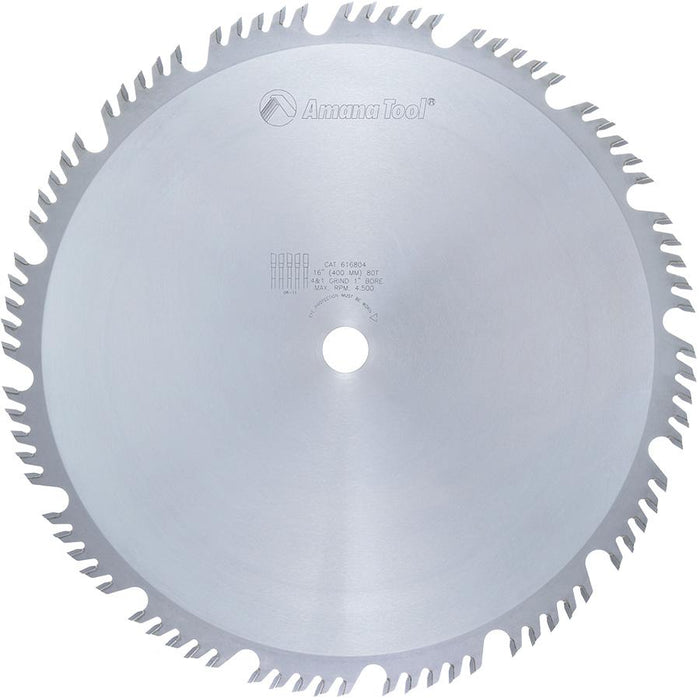 616804 Carbide Tipped Combination Ripping and Crosscut 16 Inch Dia x 80T 4+1, 15 Deg, 1 Inch Bore