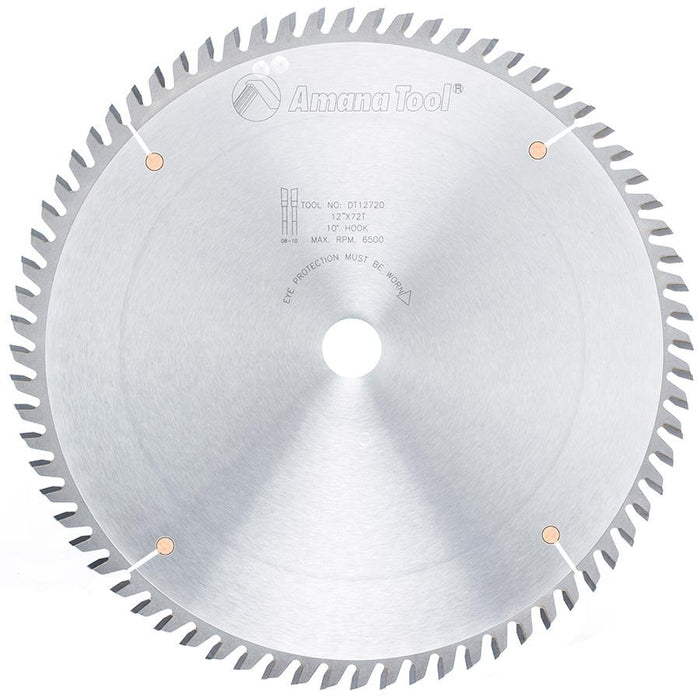 DT12720 Carbide Tipped Sliding Table Saw 12 Inch Dia x 72T ATB, 10 Deg, 1 Inch Bore