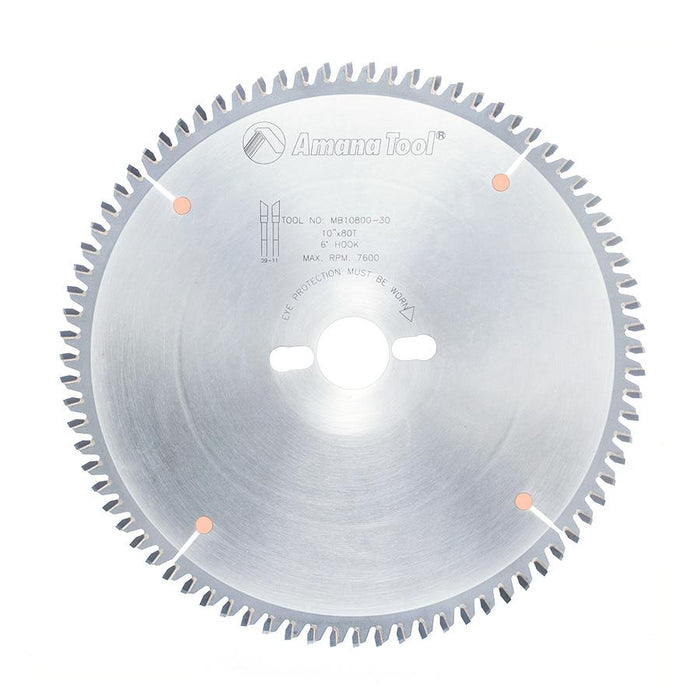 MB10800-30 Carbide Tipped Double-Face Melamine 10 Inch Dia x 80T H-ATB, -6 Deg, 30mm Bore