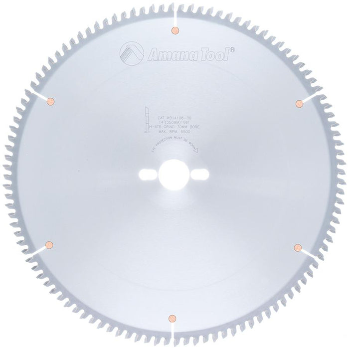 MB14108-30 Carbide Tipped Double-Face Melamine 14 Inch Dia x 108T H-ATB, -6 Deg, 30mm Bore