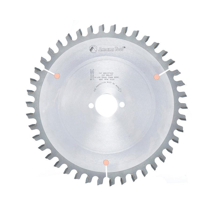 MB220T420 Carbide Tipped Double-Face Melamine 220mm Dia x 42T H-ATB, -6 Deg, 30mm Bore