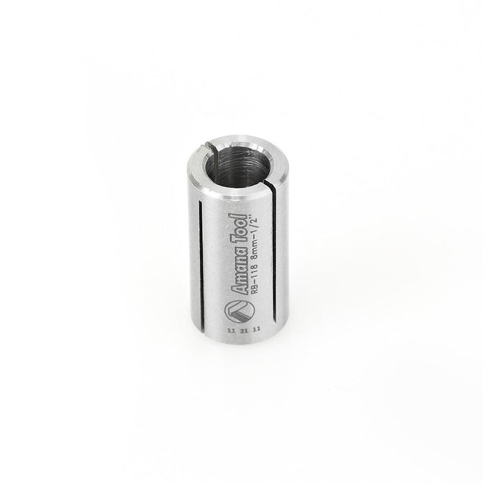 RB-118 High Precision Steel Router Collet Reducer 1/2 Overall Dia x 8mm Inner Dia x 1 Inch Long