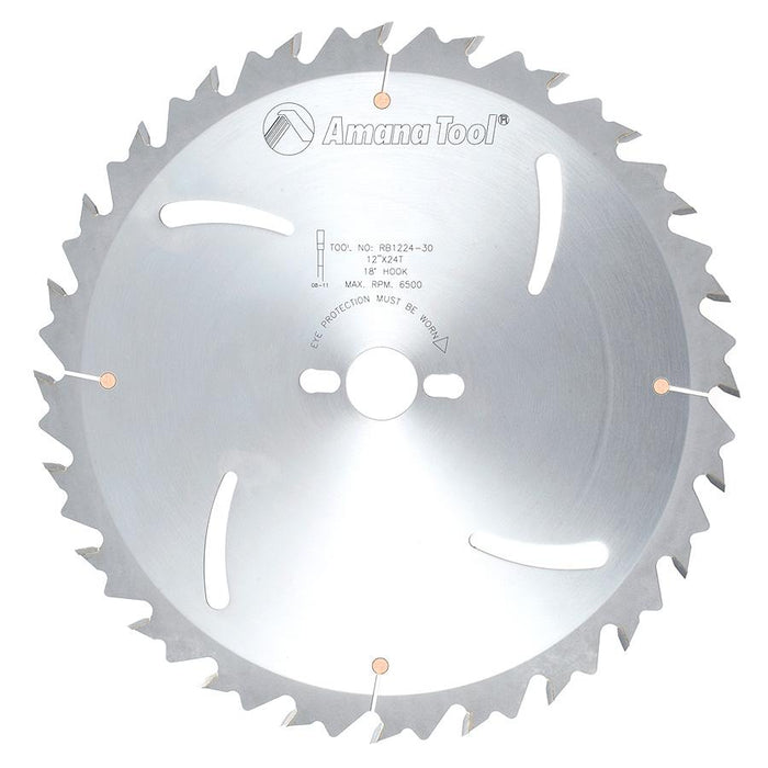 RB1224-30 Carbide Tipped Euro Rip with Cooling Slots 12 Inch Dia x 24T FT, 18 Deg, 30mm Bore