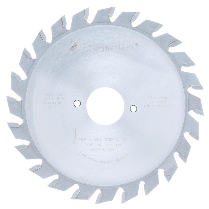 SS120T14 Carbide Tipped Adjustable Type Scoring 120mm Dia x 24T ATB, 12 Deg, 22mm Bore, Scoring Set