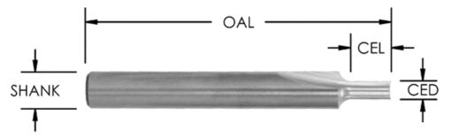 Southeast Tool Solid Carbide Straight  – 2 Flute 3/8˝ D x 1˝ CL x 1/2˝ SHK x 3˝ Long Router Bit