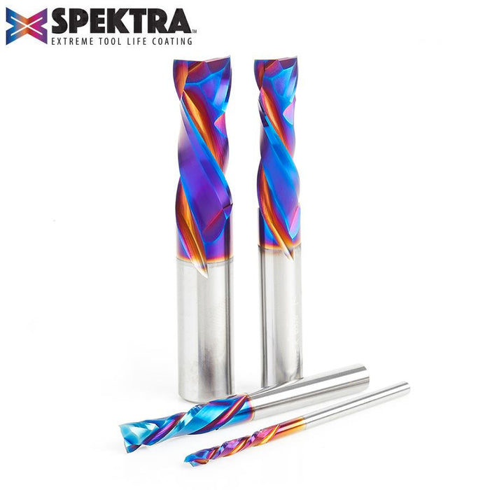 AMS-181-K 4-Piece Spektra™ Extreme Tool Life Coated Compression Spiral CNC Router Bit Pack