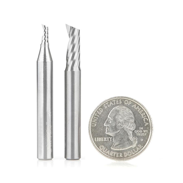 AMS-194 2-Pc Aluminum Cutting Solid Carbide Spiral 'O' Flute CNC Router Bit Pack, 1/4 Inch Shank