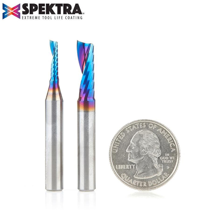 AMS-195-K 2-Pc Spektra™ Extreme Tool Life Coated Plastic Cutting Solid Carbide Spiral 'O' Flute CNC Router Bit Pack