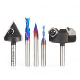 AMS-287 5-Pc CNC General Purpose Set, 1/4 Inch Shank