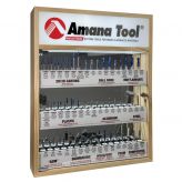 AMS-CNC-60 - Master CNC Router Bit Collection, 57-Pcs with LED Illuminated, Mirrored Interior and Solid Wood Display